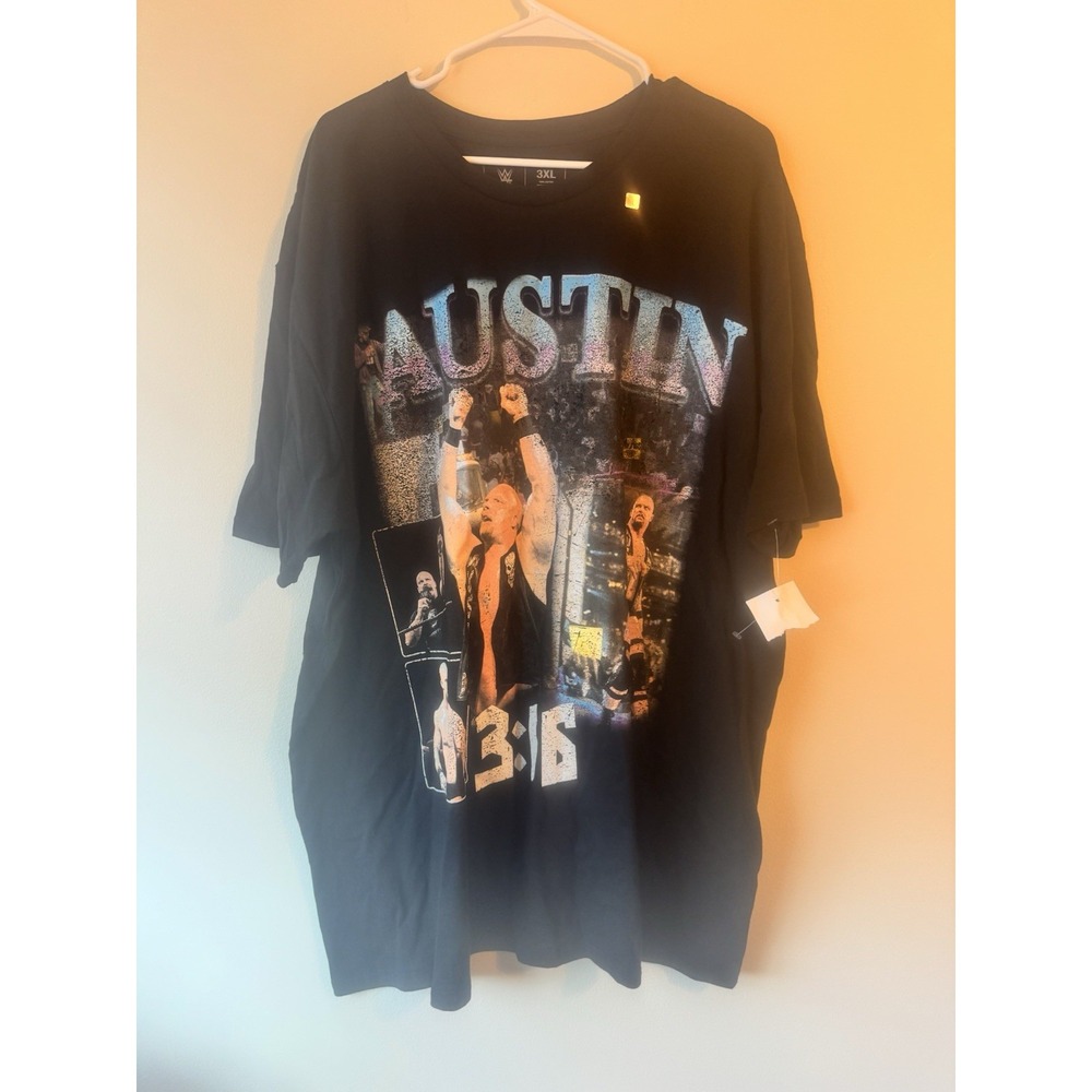 NWOT WWE Stone Cold Steve Austin 3:16 Distressed Graphic Men's Black Shirt 3XL
